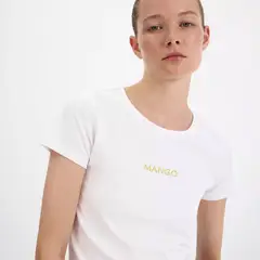 MANGO - Polera 100% Algodón Estampado Logo Mujer
