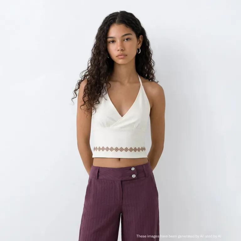 Top Halter Detalles Bordados Niña Mango Kids