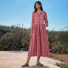 BABBAKI - Vestido Estampado 100% Algodón Mujer