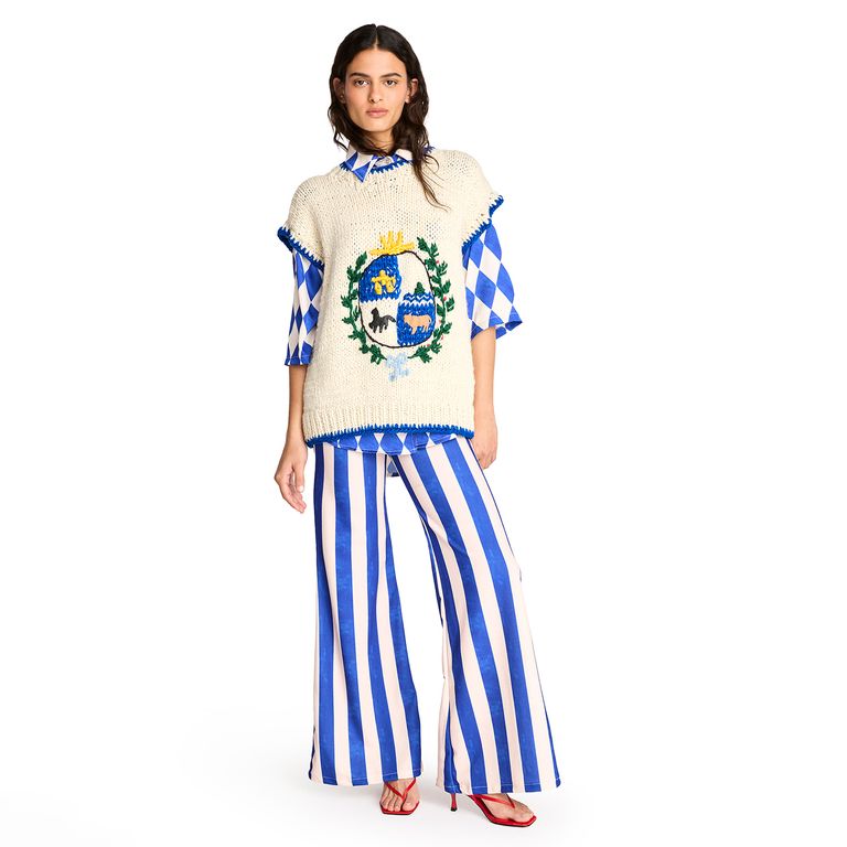 Pantalón Rayas Wide Leg Mujer
