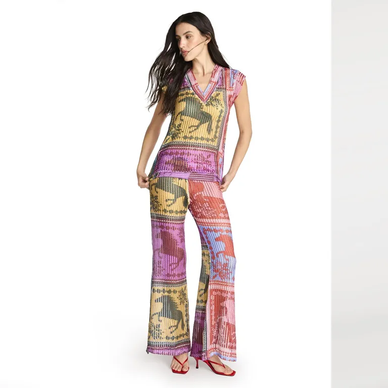 Top Escote V Estampado Mujer