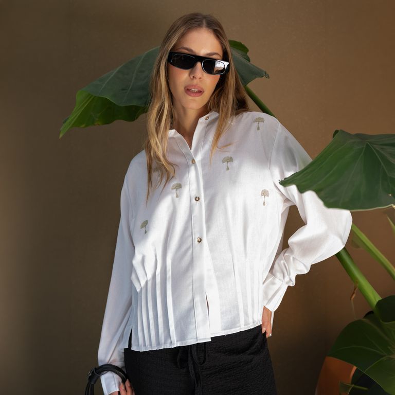 Blusa Pliegues Mujer