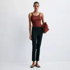 MANGO - Pantalón Recto Crop Mujer