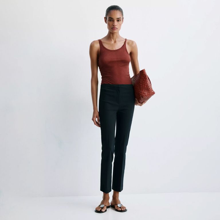 Pantalón Recto Crop Mujer