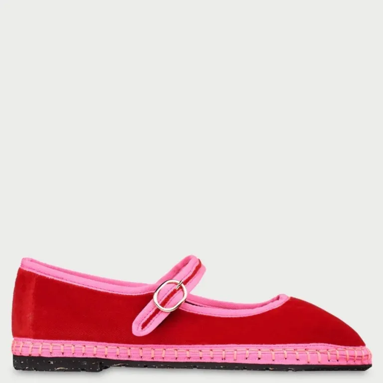 Ballerina Mujer Terciopelo Rojo