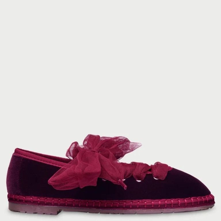 Ballerina Mujer Terciopelo Rojo con Cinta