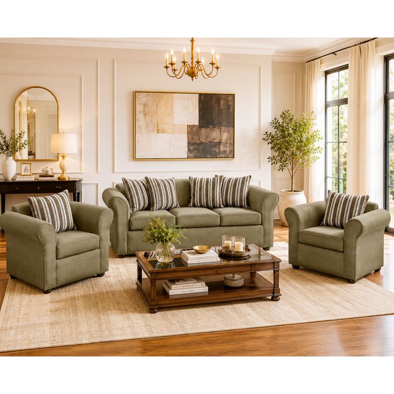 COMERCIALIZADORA ELEGANT DETAIL Juego Living 3+1+1 Marcus Beige