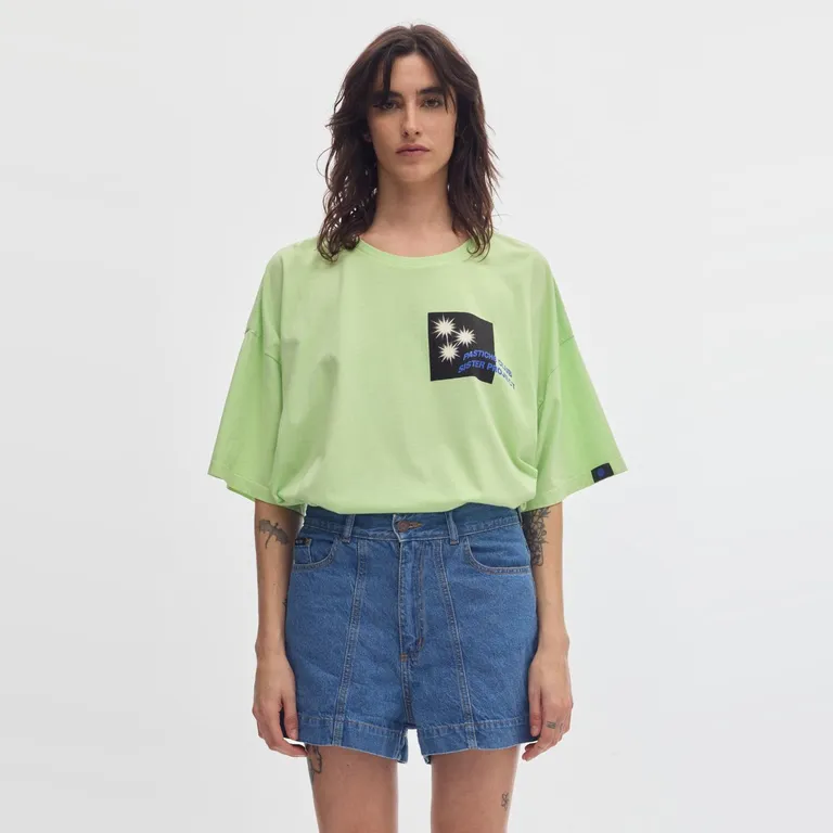 Short Denim Tiro Alto 100% Algodón Mujer