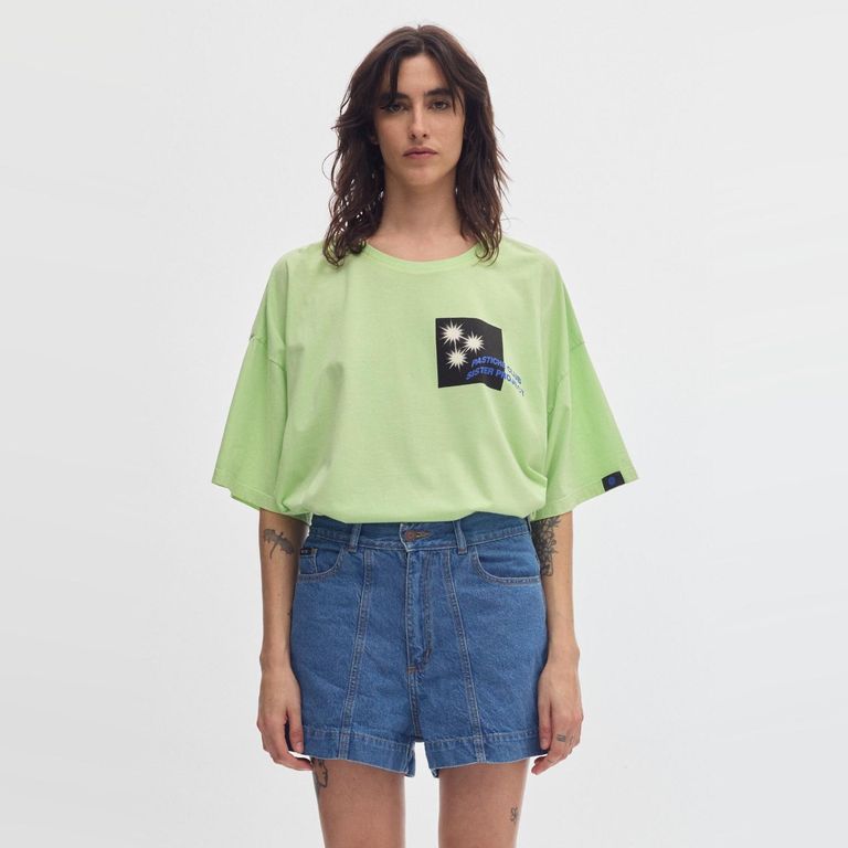 Short Denim Tiro Alto 100% Algodón Mujer