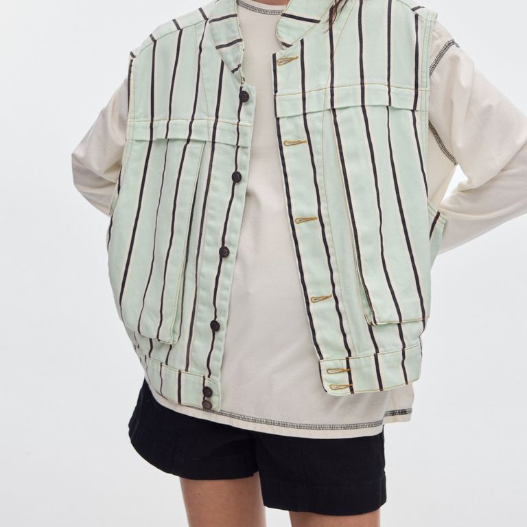 Vest Denim Rayas 100% Algodón Mujer