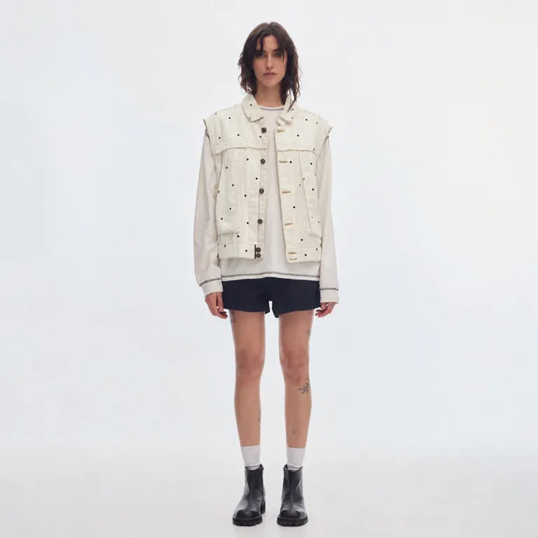 Vest Denim Puntos 100% Algodón Mujer