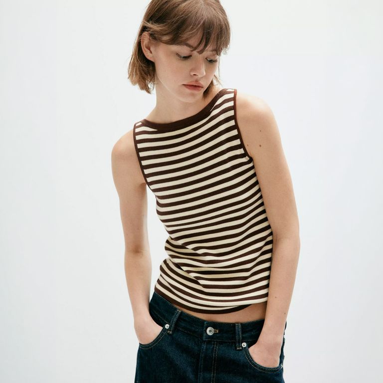 Top Punto Fino Cuello Barco Mujer