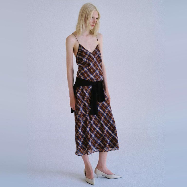 Vestido Cuadros Espalda Cruzada Mujer