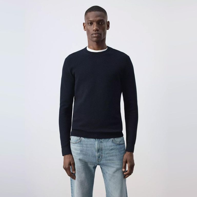 Jersey Punto Fino Mezcla Algodón Estructura Hombre