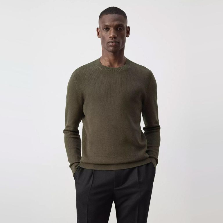 Jersey Punto Fino Mezcla Algodón Estructura Hombre