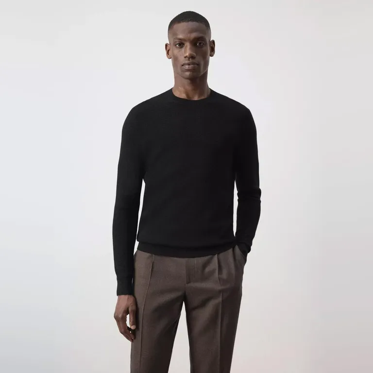 Jersey Punto Fino Mezcla Algodón Estructura Hombre