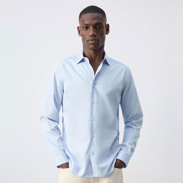 Camisa 100% Algodón Regular Fit Rayas Hombre
