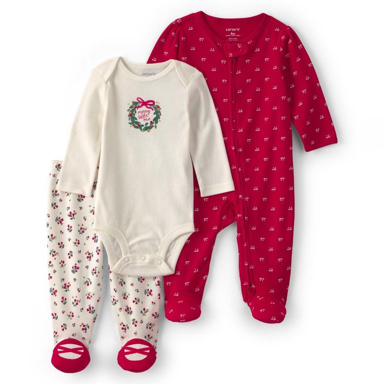 Conjunto 3 Piezas Pijama, Body Y Pantalón Navidad Bebé Niña Carter´S