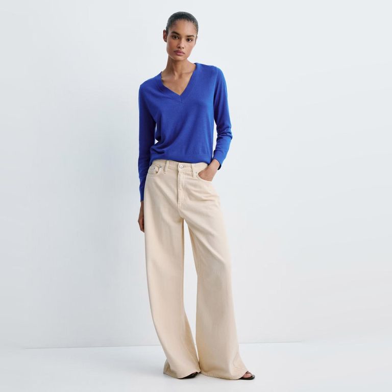 Sweater Punto Cuello Pico Mujer
