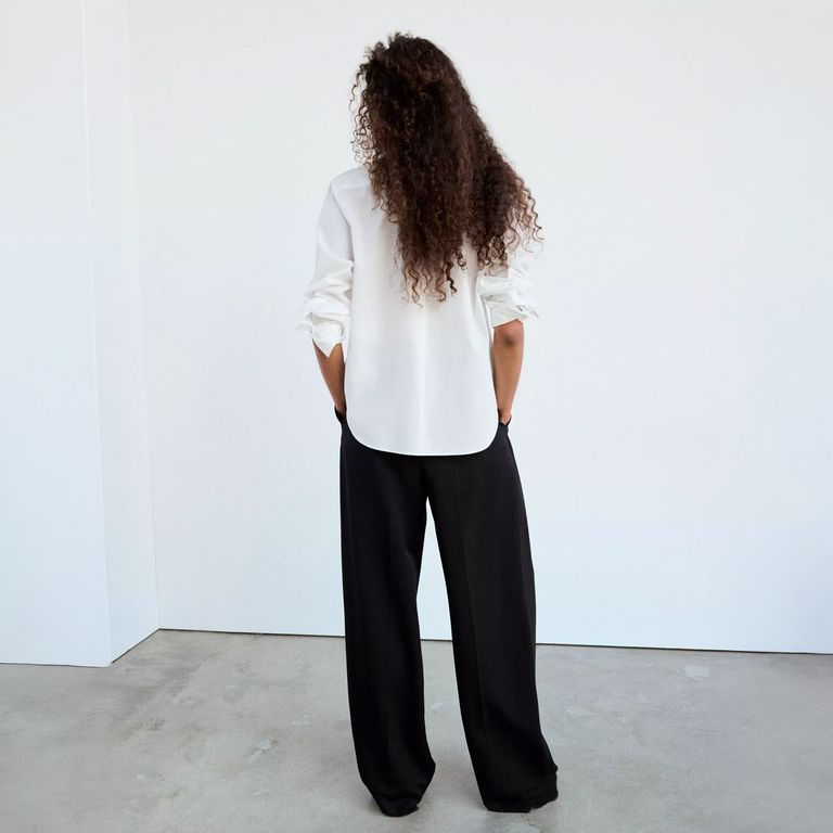 Camisa Recta Mezcla Algodón Y Lyocell Mujer