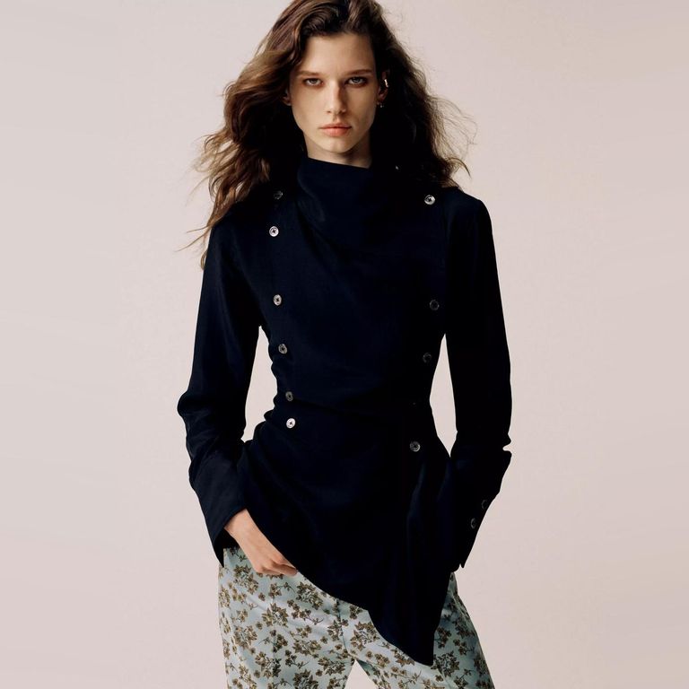 Pantalón Satinado Jacquard Mujer