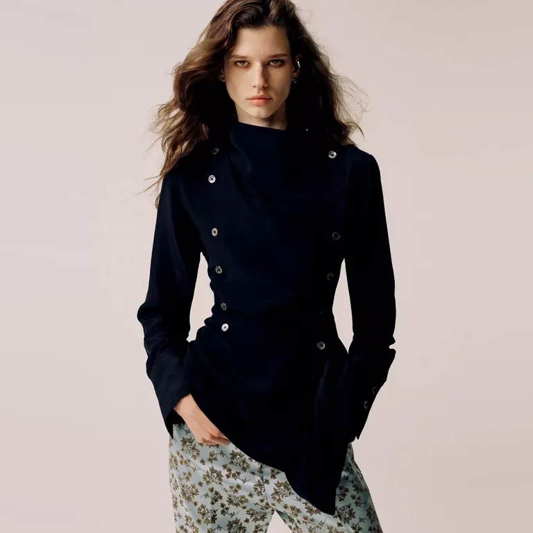 Pantalón Satinado Jacquard Mujer
