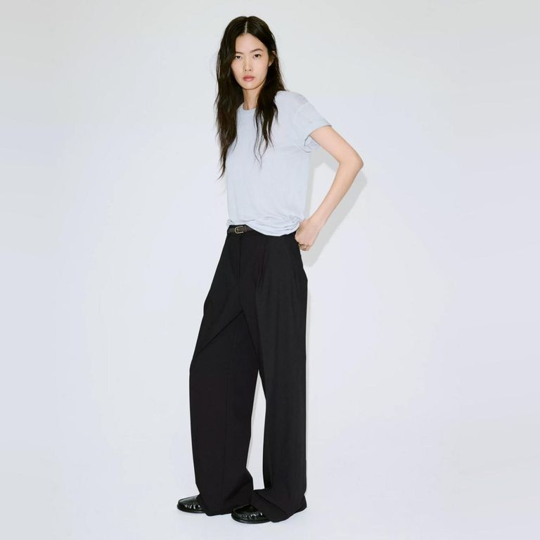 Pantalón Recto Pinzas Mujer