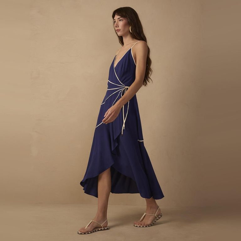 Vestido Midi Escote V Mujer