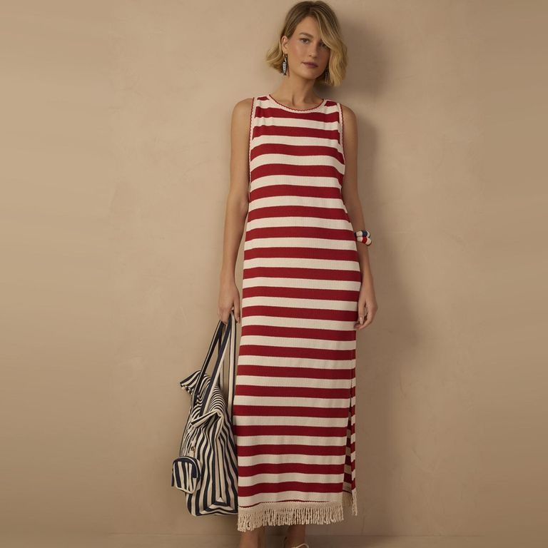 Vestido Rayas con Algodón Mujer