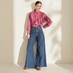 SAVIA - Jeans Wide Leg 100% Algodón Mujer