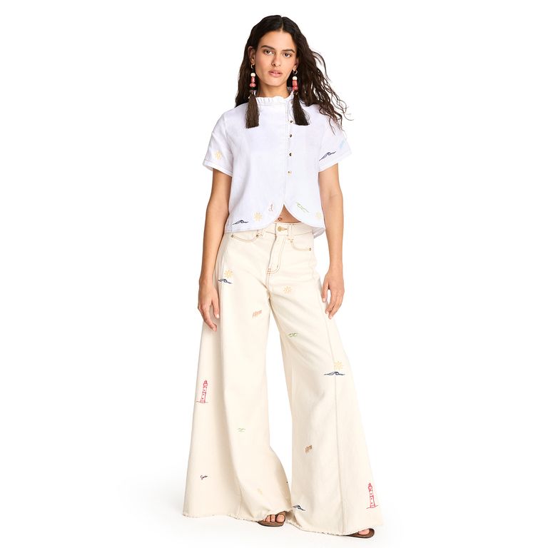 Jeans Bordados 100% Algodón Mujer