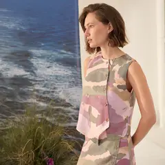 SAVIA - Blusa Estampada 100% Lino Mujer