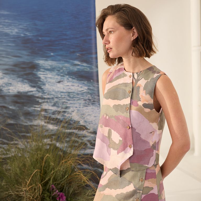 Blusa Estampada 100% Lino Mujer