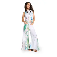 SAVIA - Blusa Friza Print 100% Lino Mujer
