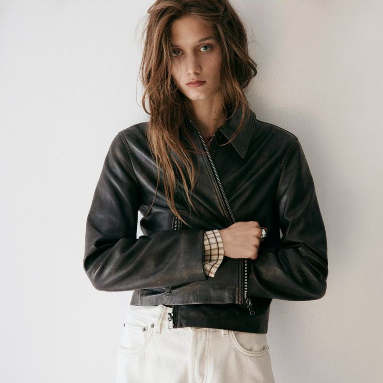 Chaqueta 100% Cuero Solapas Mujer