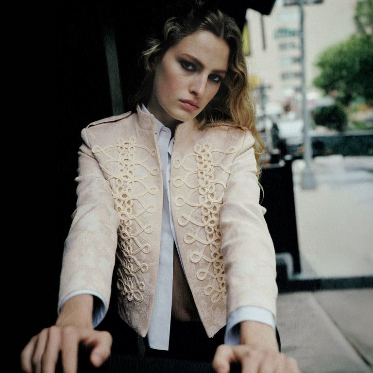 Chaqueta Jacquard Detalle Alamares Mujer