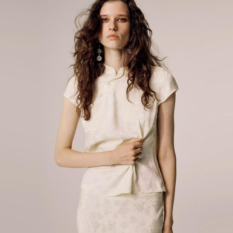 Top Jacquard Cuello Tira Mujer