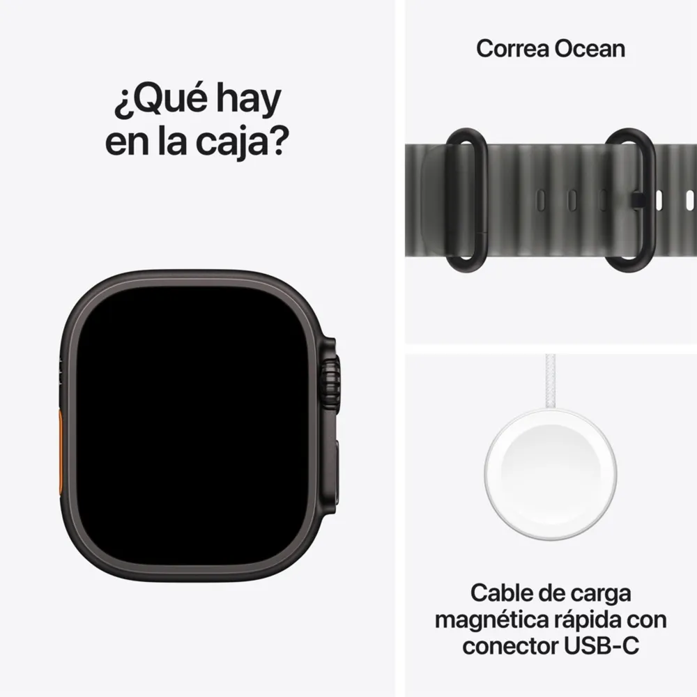 Watch Ultra 4 GPS + Cellular • Caja de titanio negro de 49 mm • Correa Ocean negro translúcido, foto 8