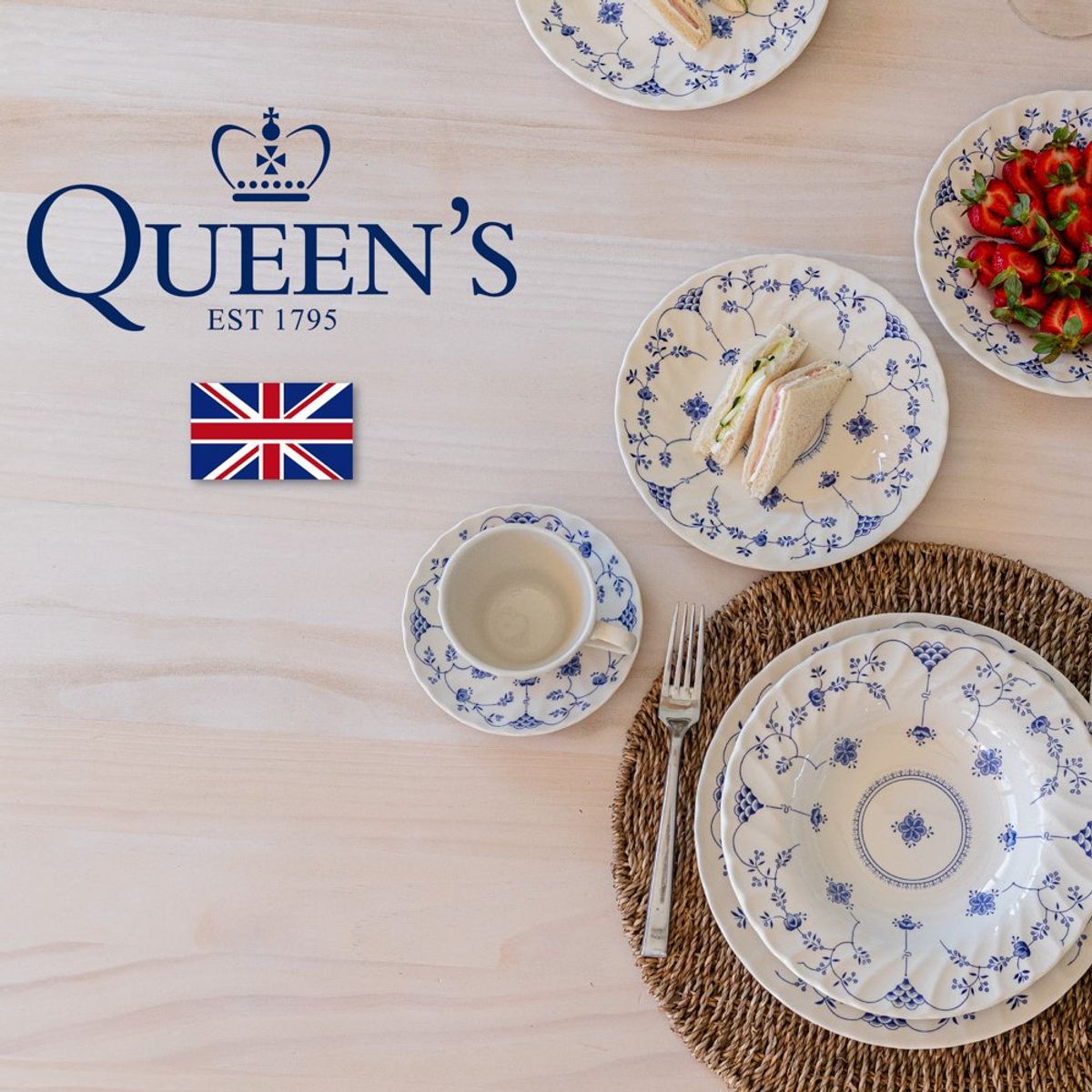 QUEENS - Juego Cerámica 30 Piezas Finland Blue Queens