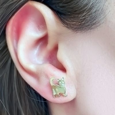 Imagen 2 del producto Aros Gatito Enchapados Oro 18K