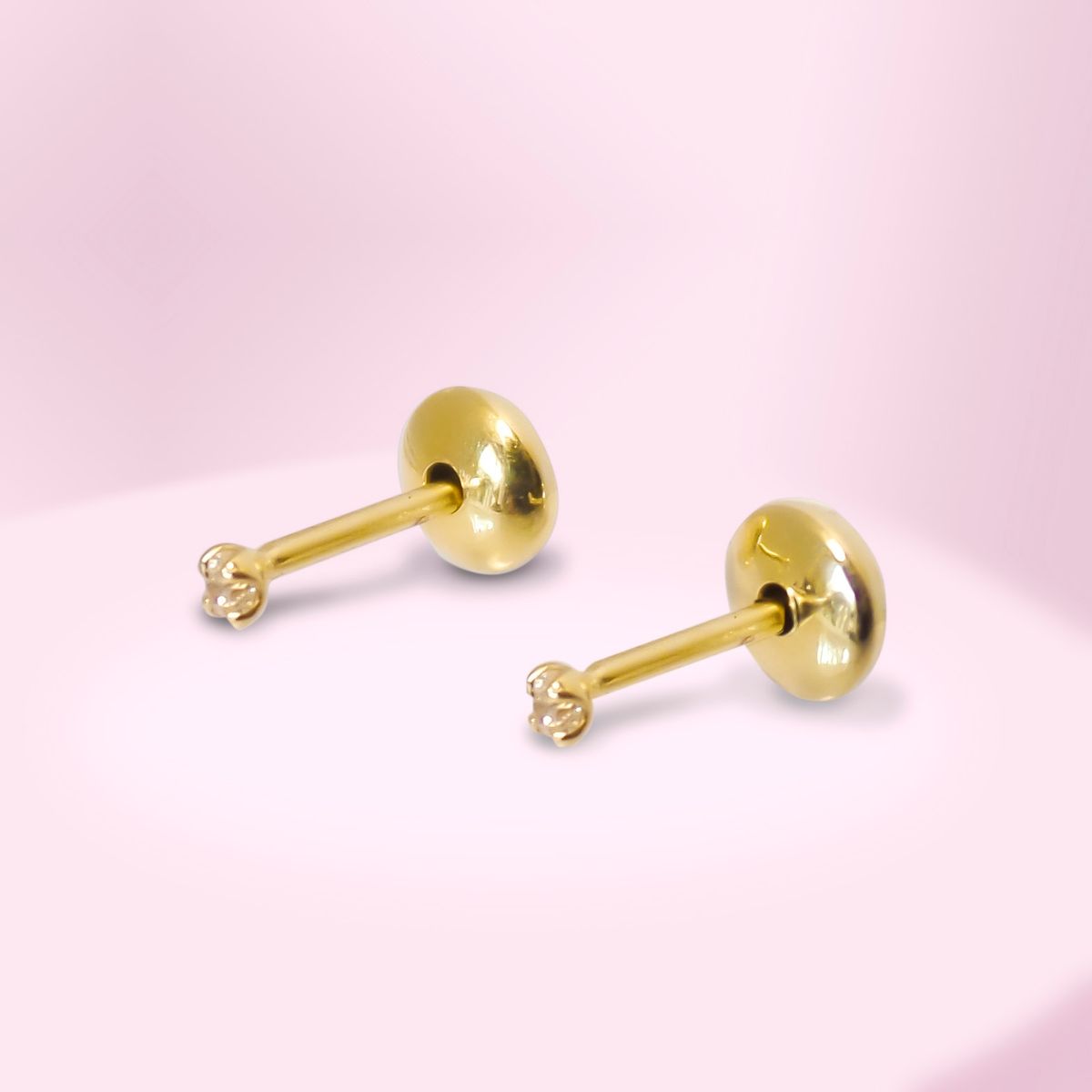 COGGIOLA - Aros Bebé Mini 1mm Circón Enchapado Oro 18K