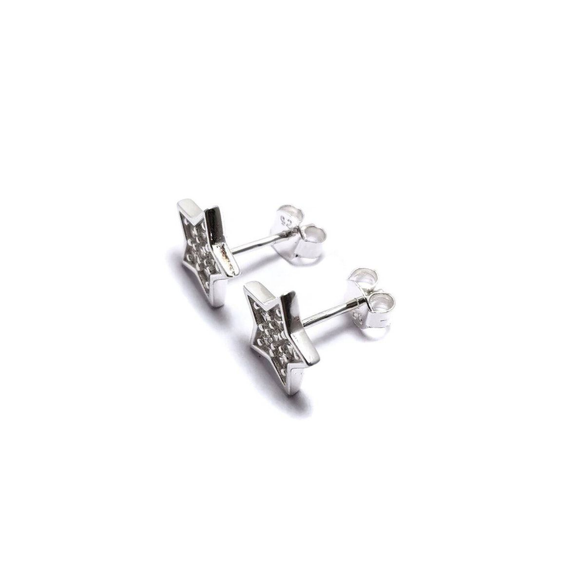 COGGIOLA - Aros Estrella Circón Blanco 10mm Plata Fina 925