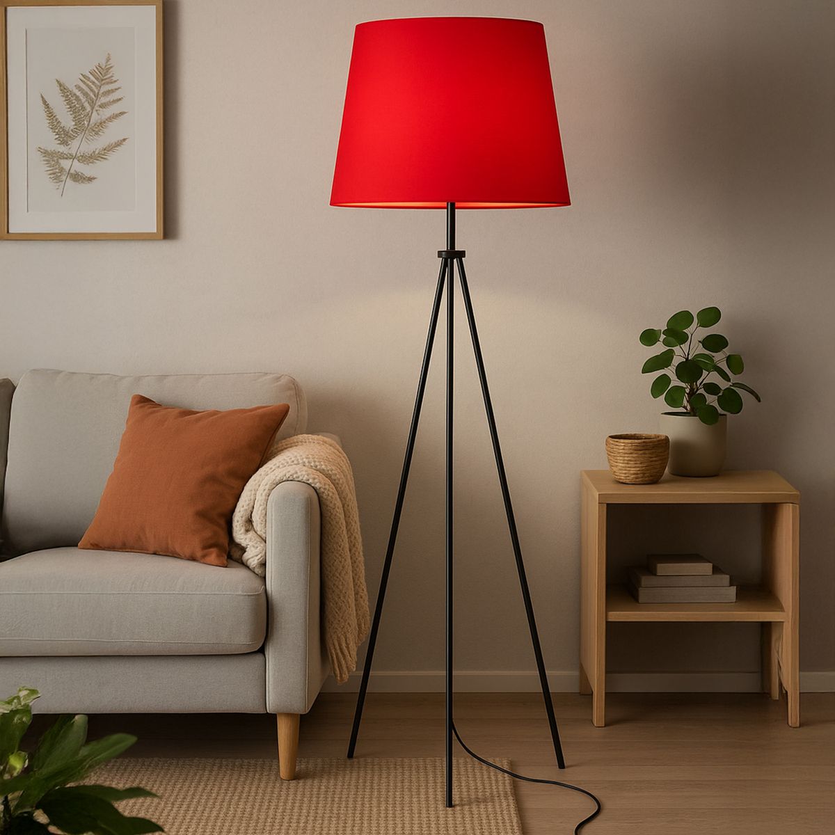 DISEÑO 3 - Lámpara De Pie Tripode  Roja Diseño 3