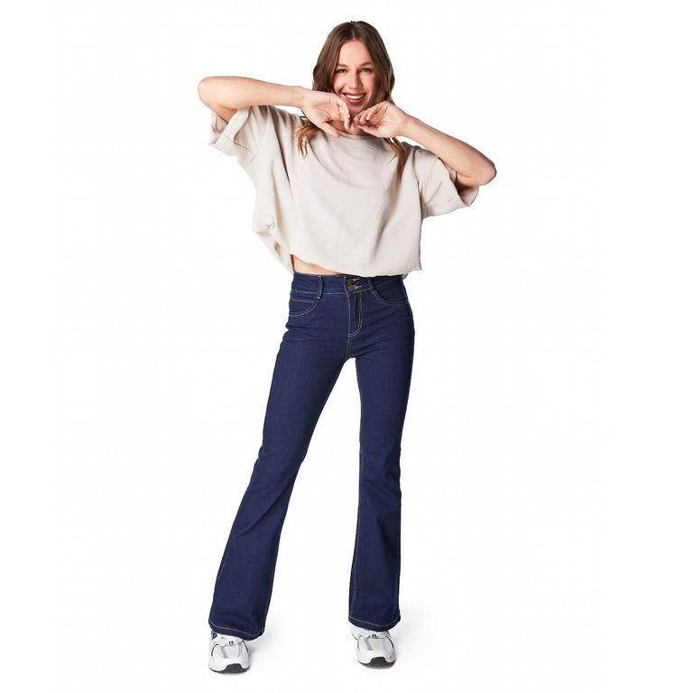 Jeans Straight Tiro Medio Mujer