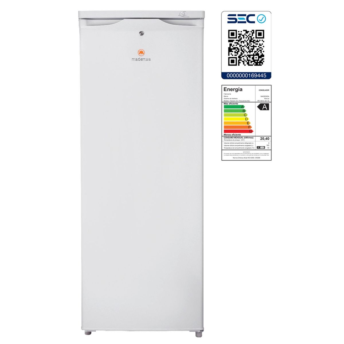 MADEMSA - Congelador Freezer Vertical 166 lt MFV 545B