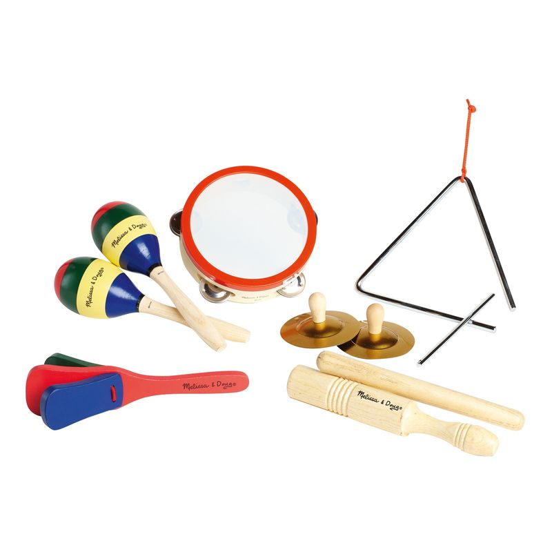 MELISSA & DOUG - Juguete Musical Banda de Madera Maracas Triangulo Pandereta Discos Melissa & Doug