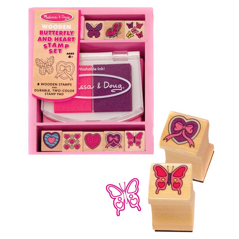 MELISSA & DOUG - Caramba Stamps Madera Corazones Y Mariposas