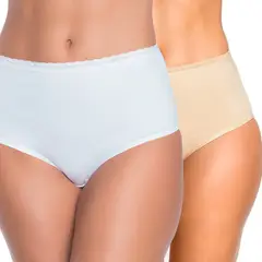 INTIME - Pack De 2 Calzones Cintura Alta Detalle Encaje Mujer