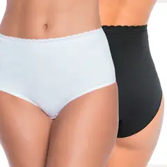 INTIME - Pack De 2 Calzones Cintura Alta Detalle Encaje Mujer