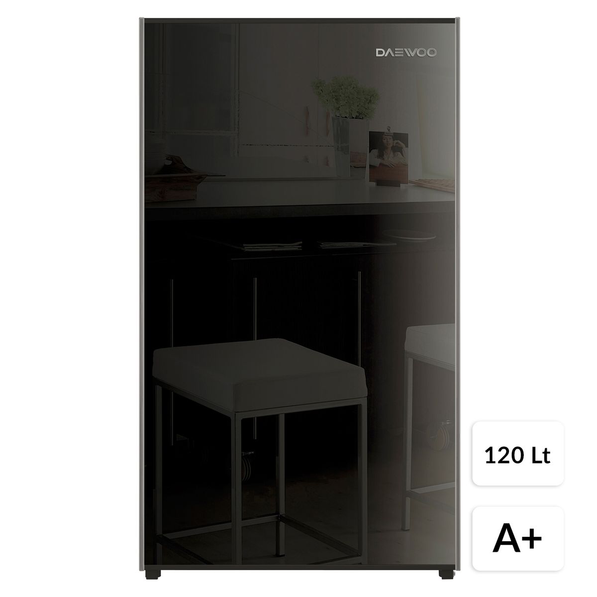 DAEWOO - Frigobar FR-125BG 120 lt Puerta de Vidrio Negra